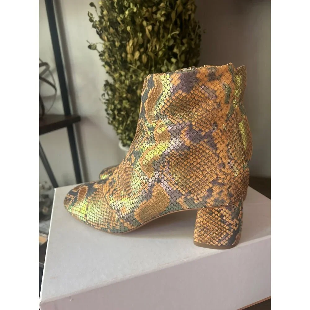 Forte Forte Chic Printed Snakeskin Leather Ankle Boots Caju Womens Size 41 US 9.